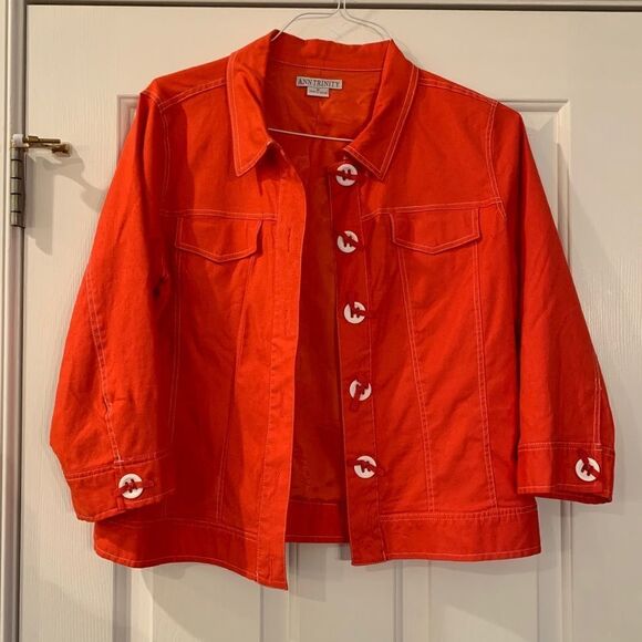 Ann Trinity Ribbon Button Orange Jacket sz M - Picture 1 of 5
